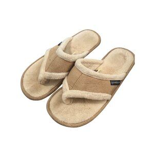 Magellan Outdoor Pantuflas Flip Flop Slippers Beige Tan Size 9 Soft Comfort